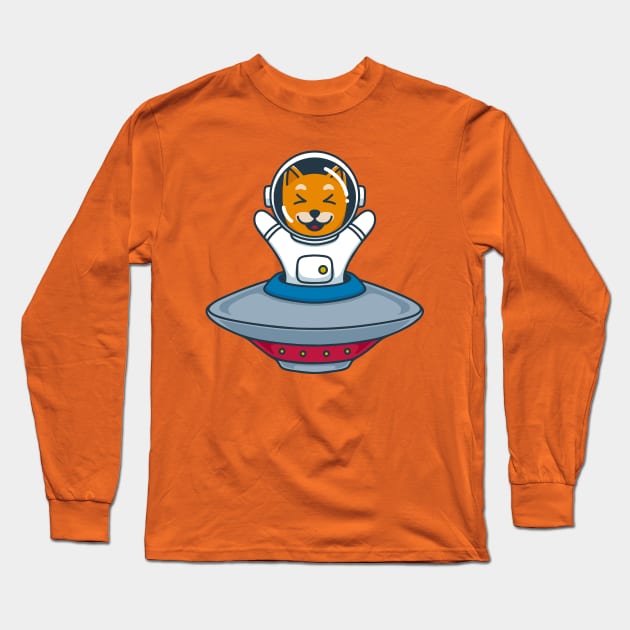 Astrnout Cat ride an UFO Long Sleeve T-Shirt by Tlatous